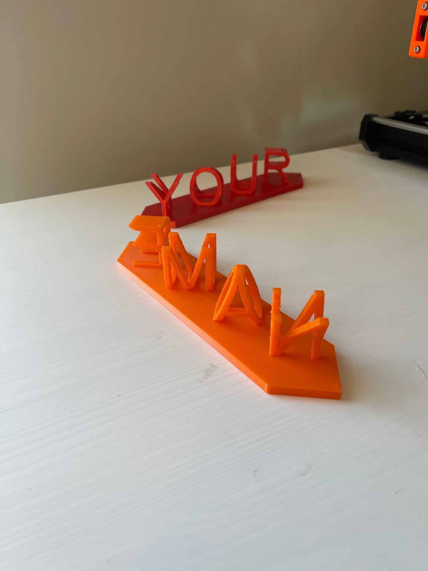 Illusion Name Tag | Custom Name Plate | 3D printed | Cool Tech Gift