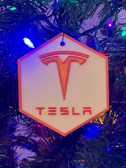 Tesla Ornament - Christmas Ornament | Colors: Tesla Red or Twitter Blue