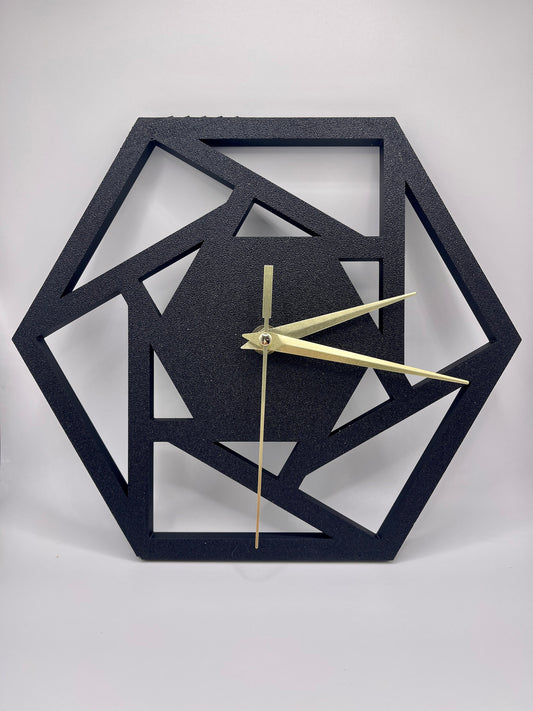 Modern Geometric Wall Clock – 3D Printed Hexagonal Art Piece – Unique Home Decor for Millennials – Minimalist Design – Functional Artwork