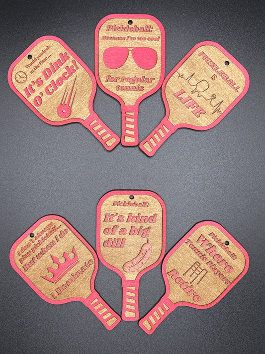 Handcrafted Pickleball Paddle Fridge Magnets - Set of 6 (pink)