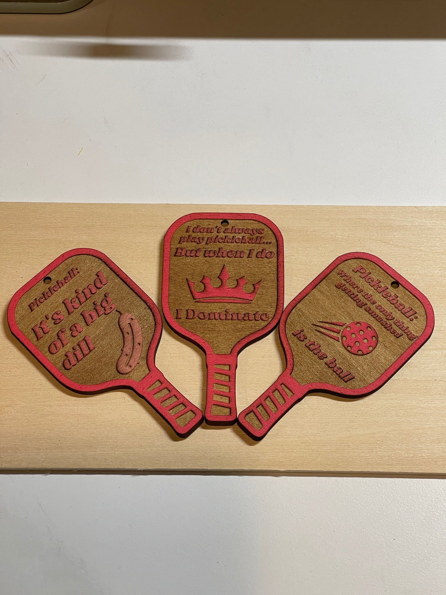 Handcrafted Pickleball Paddle Fridge Magnets - Set of 6 (pink)