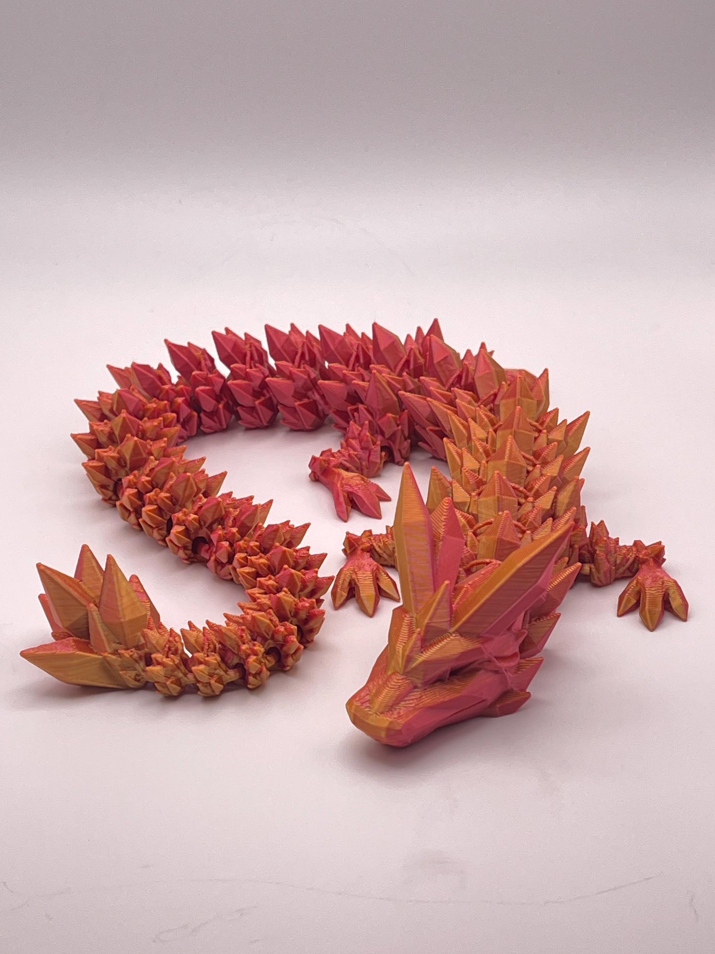 Red & Gold Articulated Crystal Dragon - 3D Printed Fantasy Creature