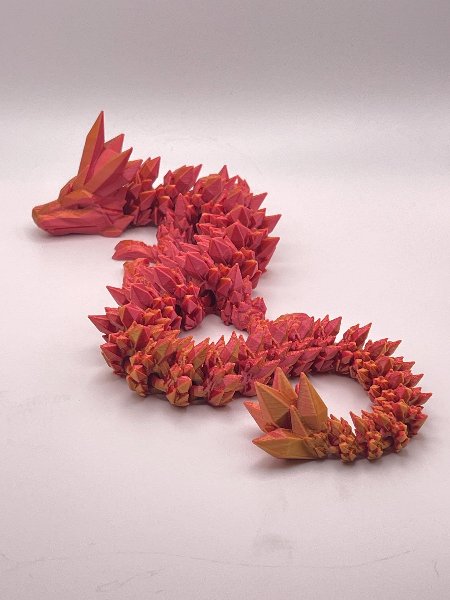 Red & Gold Articulated Crystal Dragon - 3D Printed Fantasy Creature